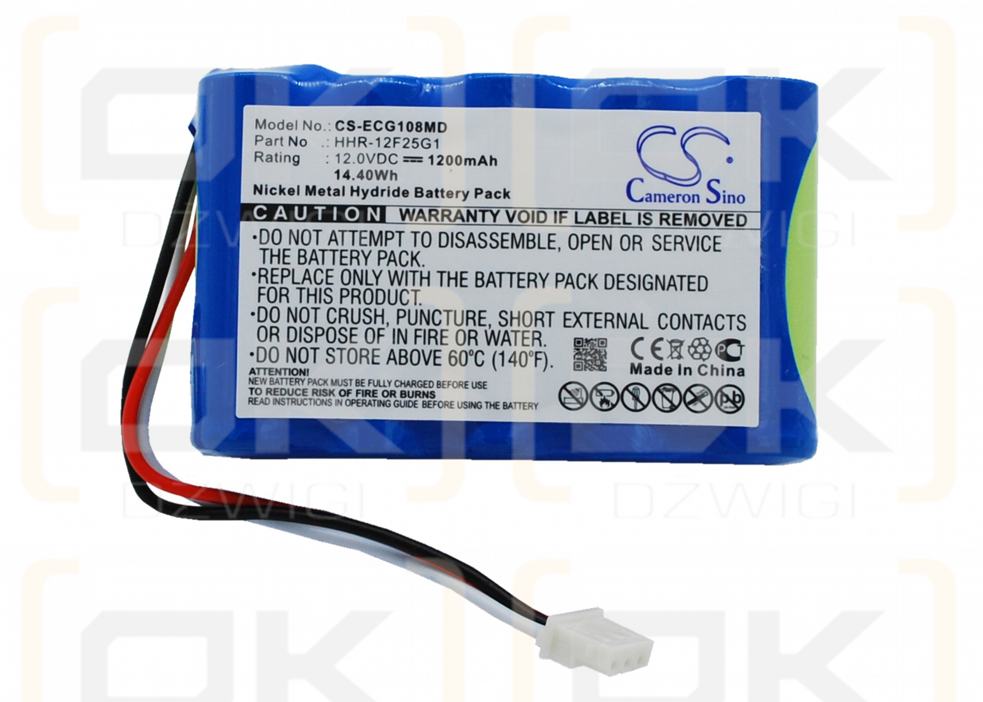 Kenz Cardico ECG-110 / HHR-12F25G1 1200mAh Ni-MH 12.0V (Cameron Sino)