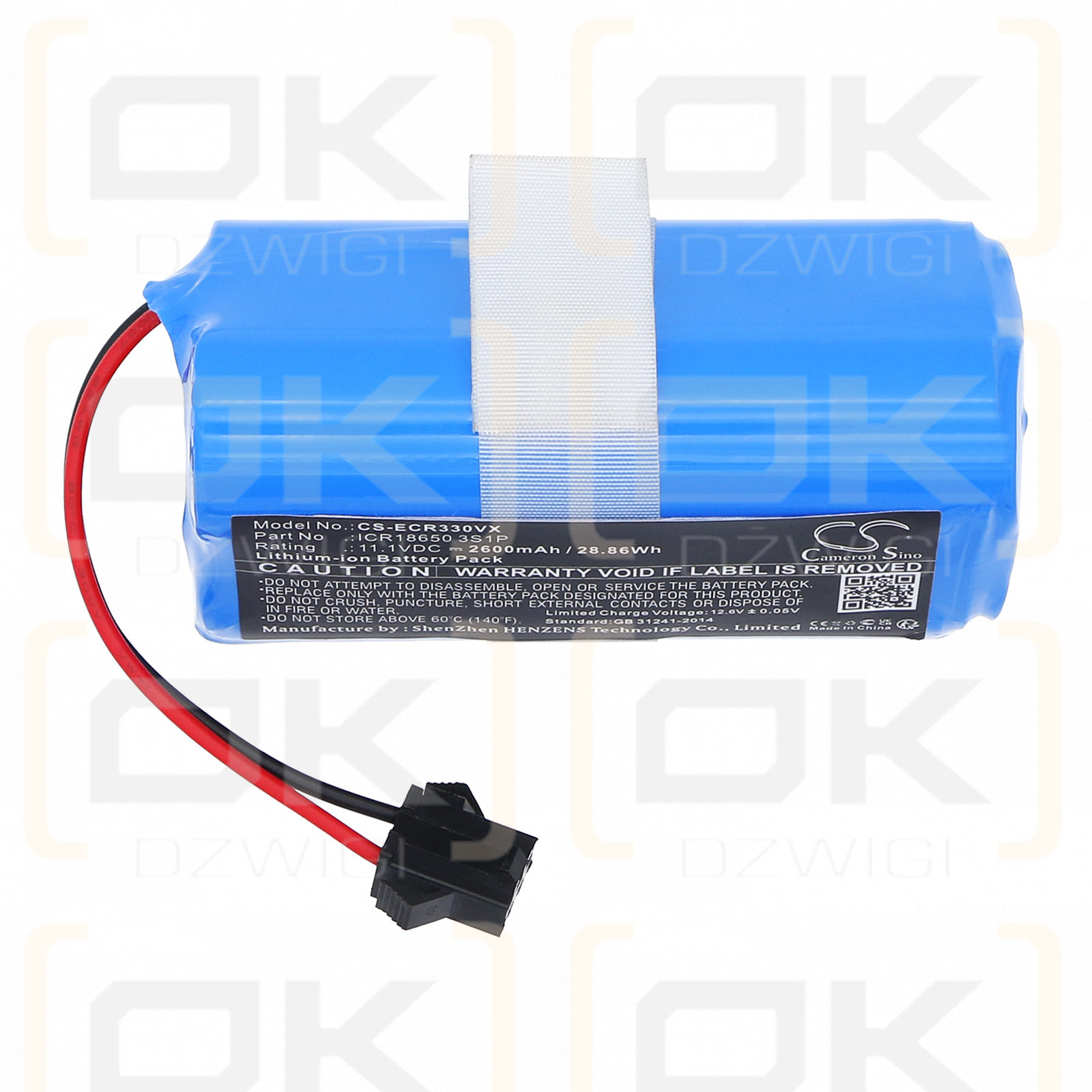 Ecovacs CR333 / ICR18650 3S1P 2600 mAh Li-Ion 11,1 V (Cameron Sino)