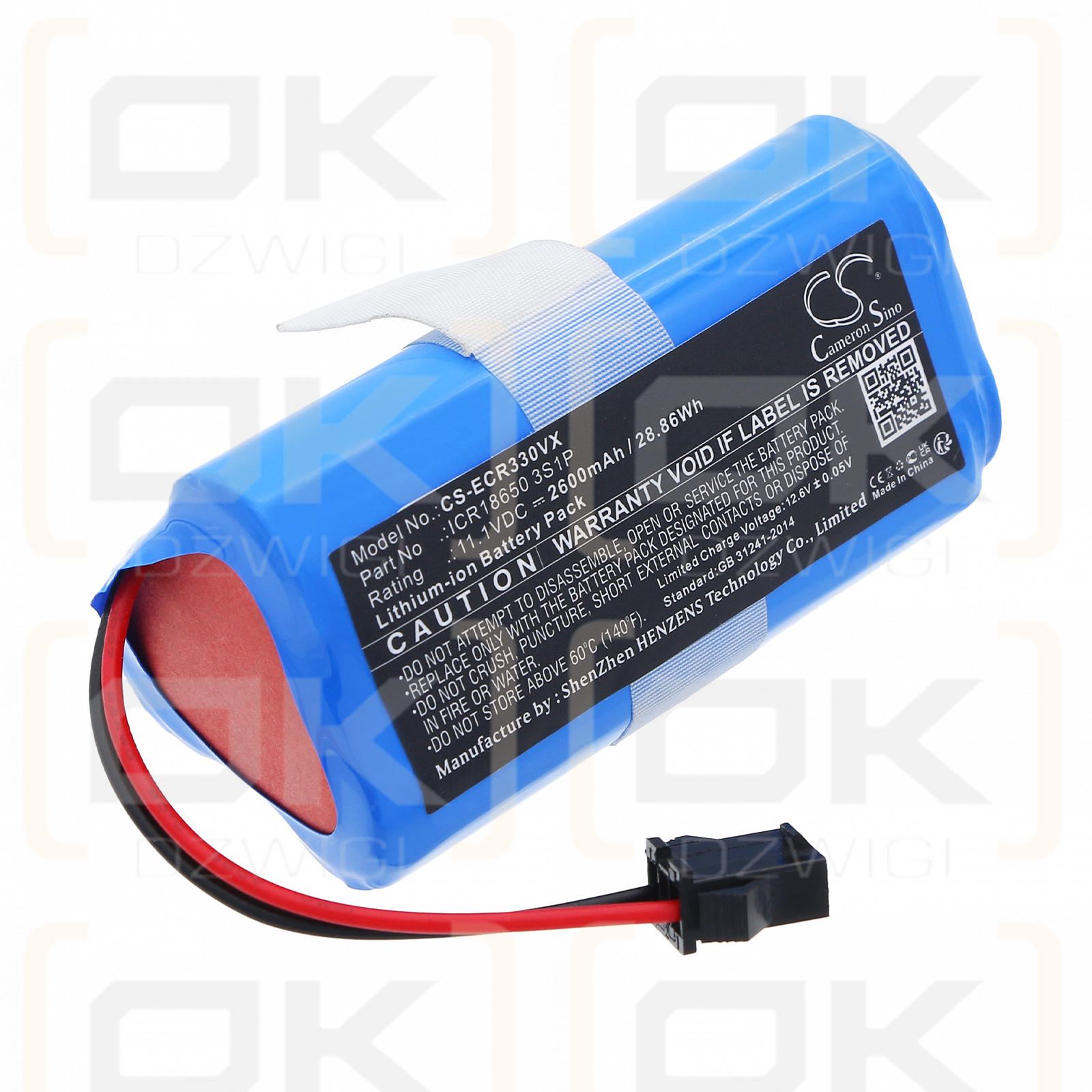 Ecovacs CR333 / ICR18650 3S1P 2600 mAh Li-Ion 11,1 V (Cameron Sino)