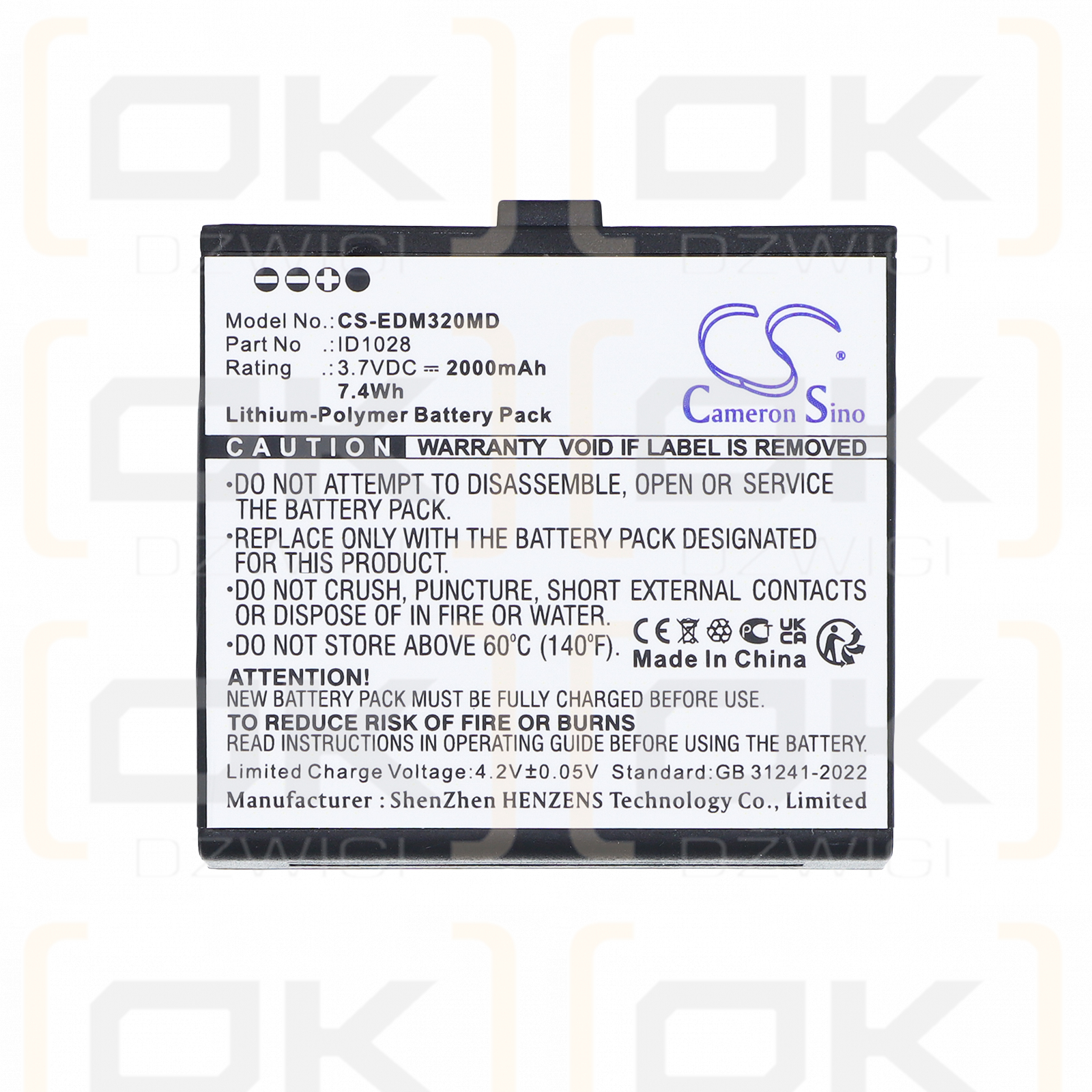 Edan iM3s Monitor / 01.21.064397 2000 mAh Li-Polymer 3,7 V (Cameron Sino)