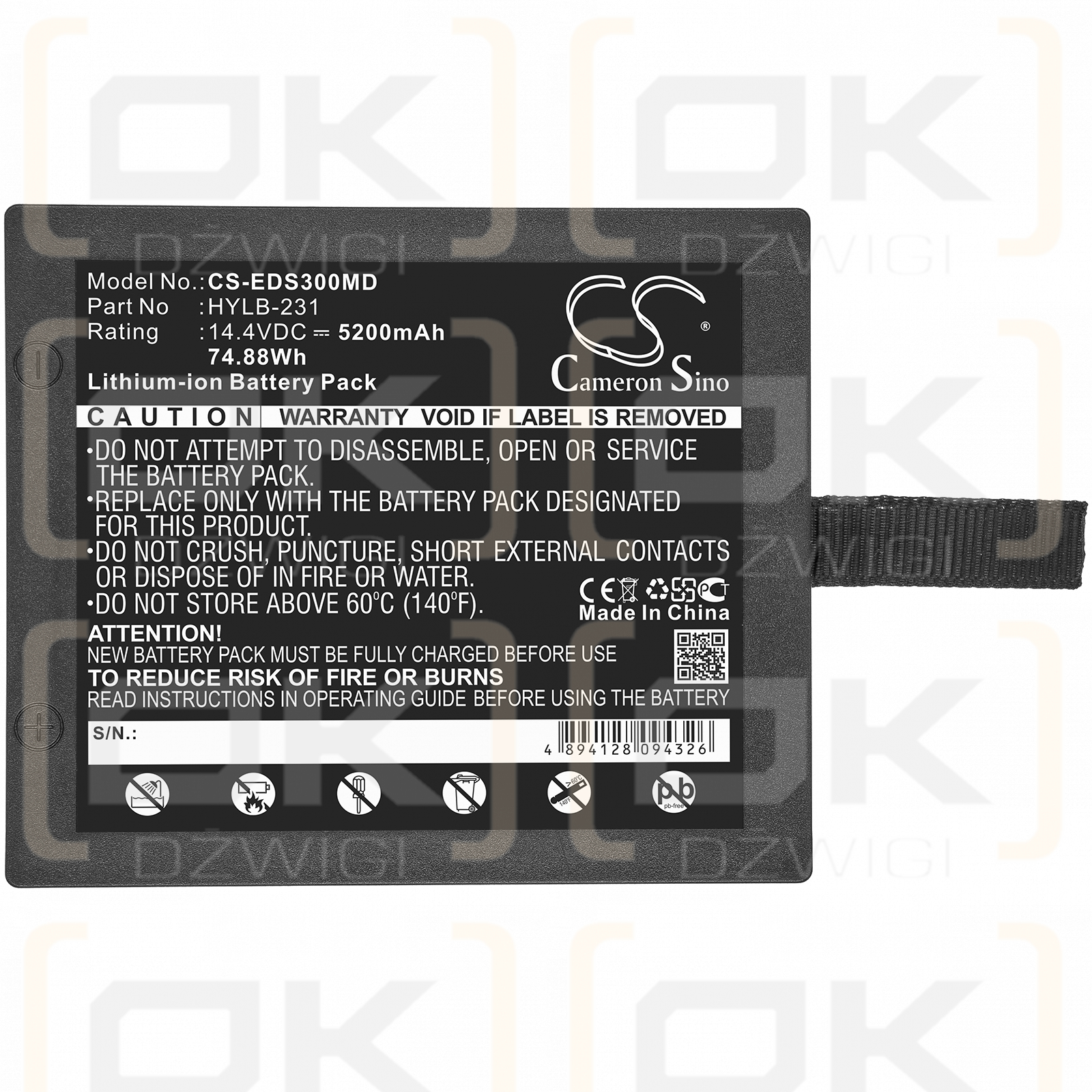 EDAN SE3 / HYLB-231 5200mAh Li-ion 14.4V (Cameron Sino)