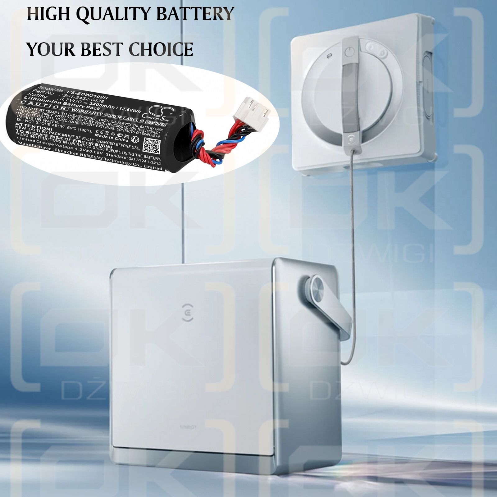 Ecovacs Winbot W2 Pro / 201-2432-0438 3400 mAh Li-Ion 3,7 V (Cameron Sino)