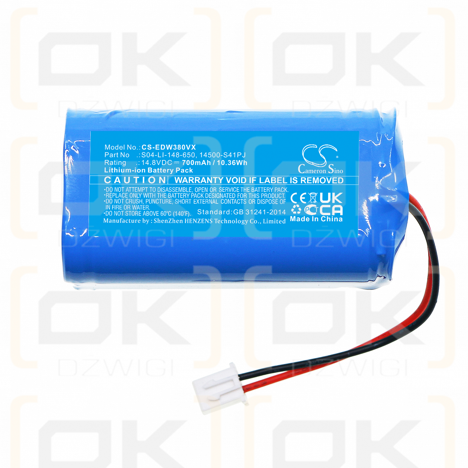 Ecovacs Winbot W833 / S04-LI-148-650 700mAh Li-ion 14.8V (Cameron Sino)