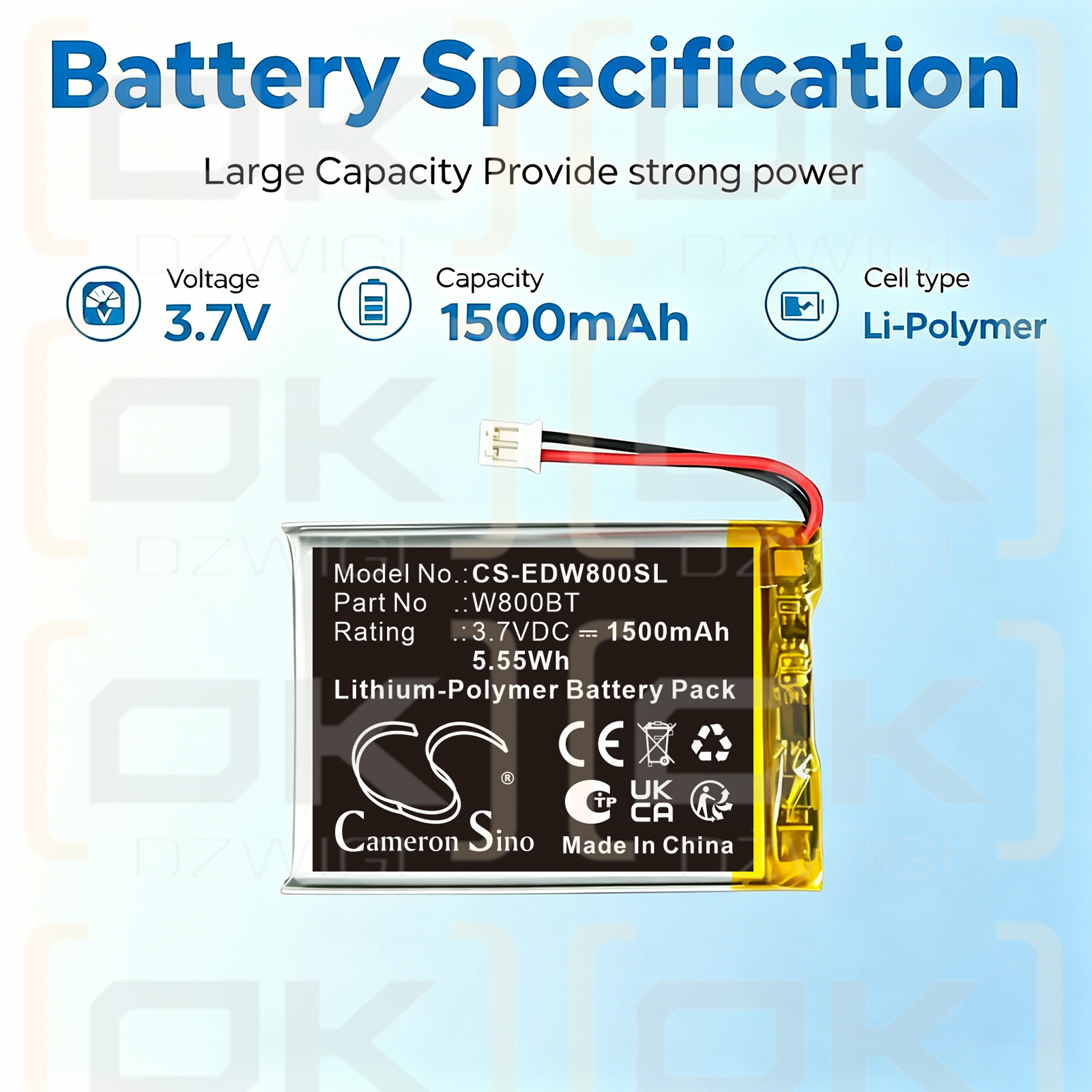 Bateria zamienna do Edifier W800BT 1500 mAh 3.7 V (Cameron Sino)