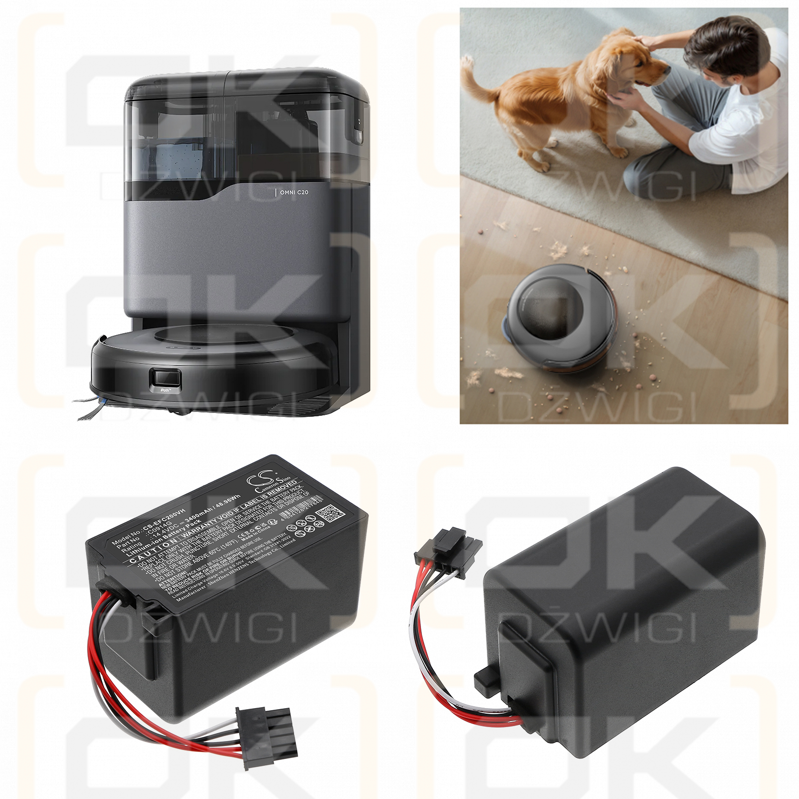 Eufy Omni C20 Robot Vacuum / C0914G 3400mAh Li-ion 14.4V (Cameron Sino)