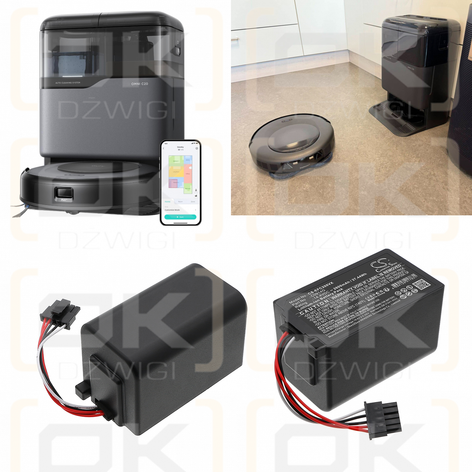 Eufy Omni C20 Robot Vacuum / C0914G 2600mAh Li-ion 14.4V (Cameron Sino)