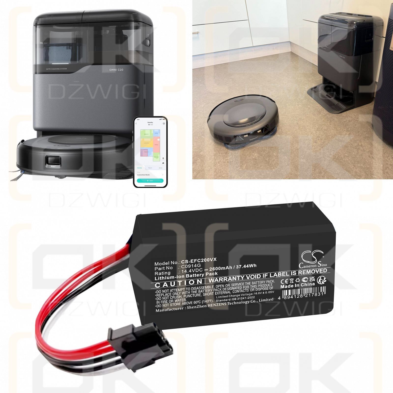 Eufy Omni C20 Robot Vacuum / C0914G 2600mAh Li-ion 14.4V (Cameron Sino)