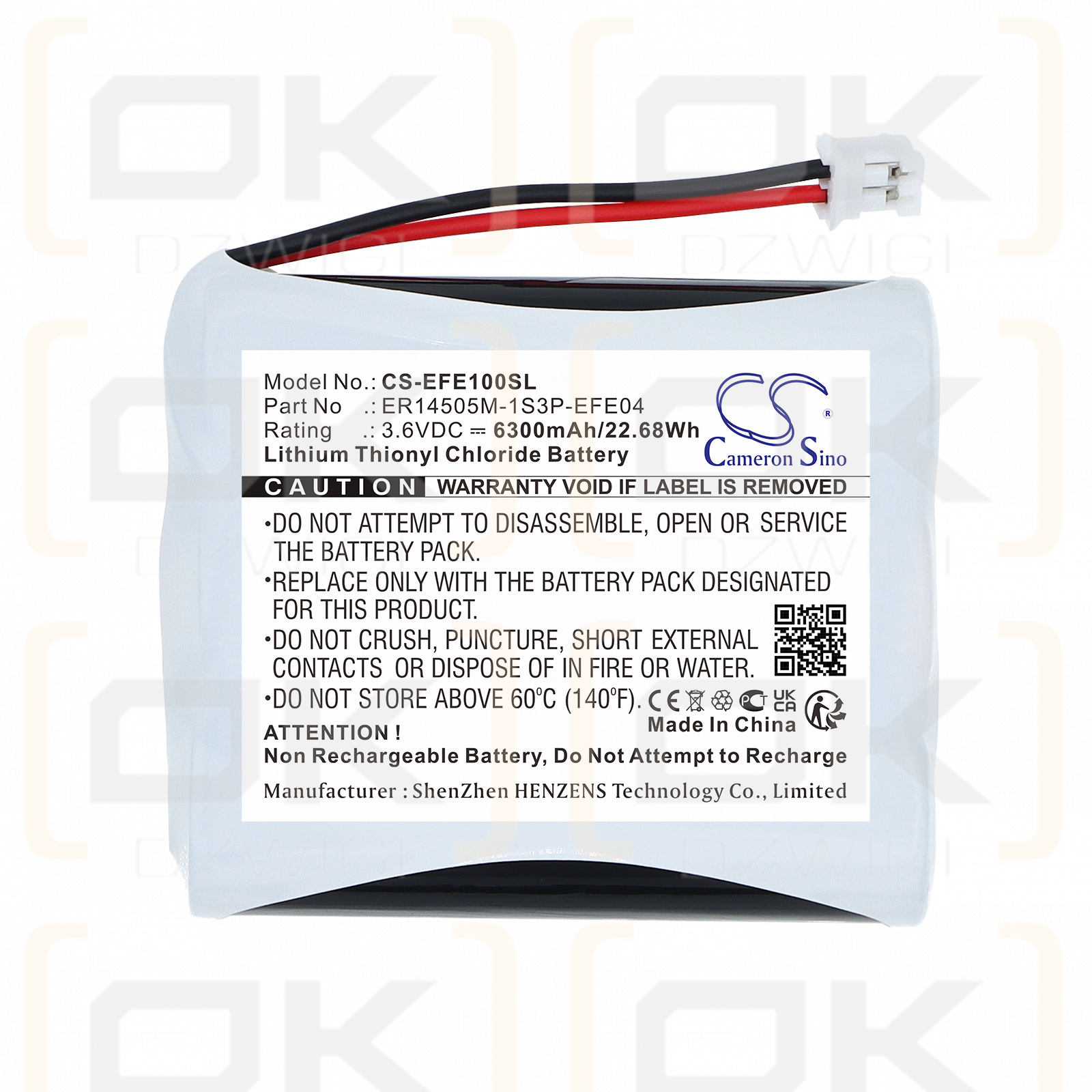 Efento NB-IoT / ER14505M-1S3P-EFE04 6300 mAh Li-SOCl2 3.6 V (Cameron Sino)