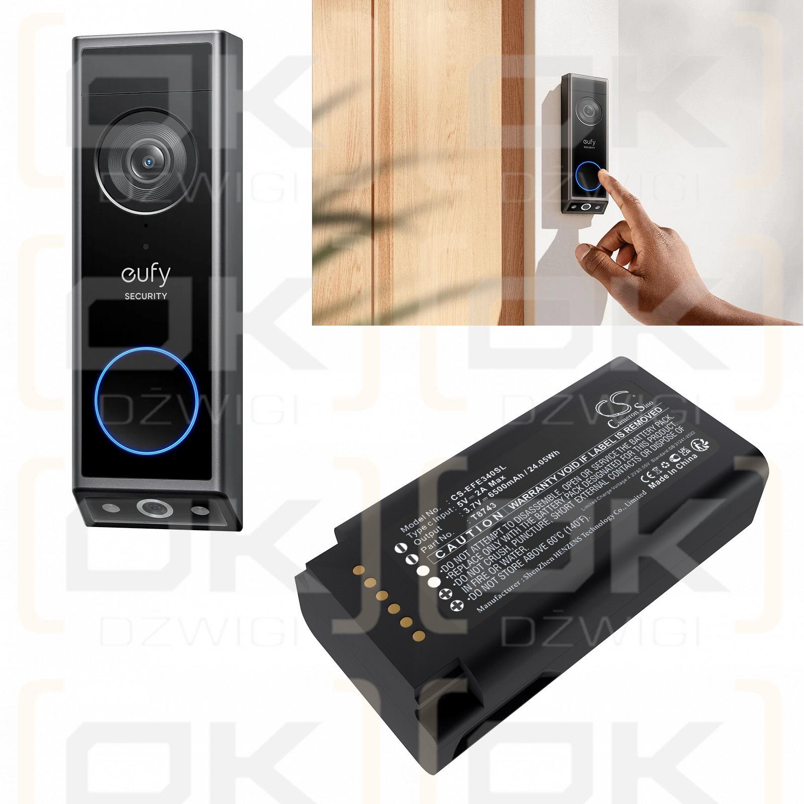 Eufy Video Doorbell E340 / T8743 6500mAh Li-ion 3.7V (Cameron Sino)