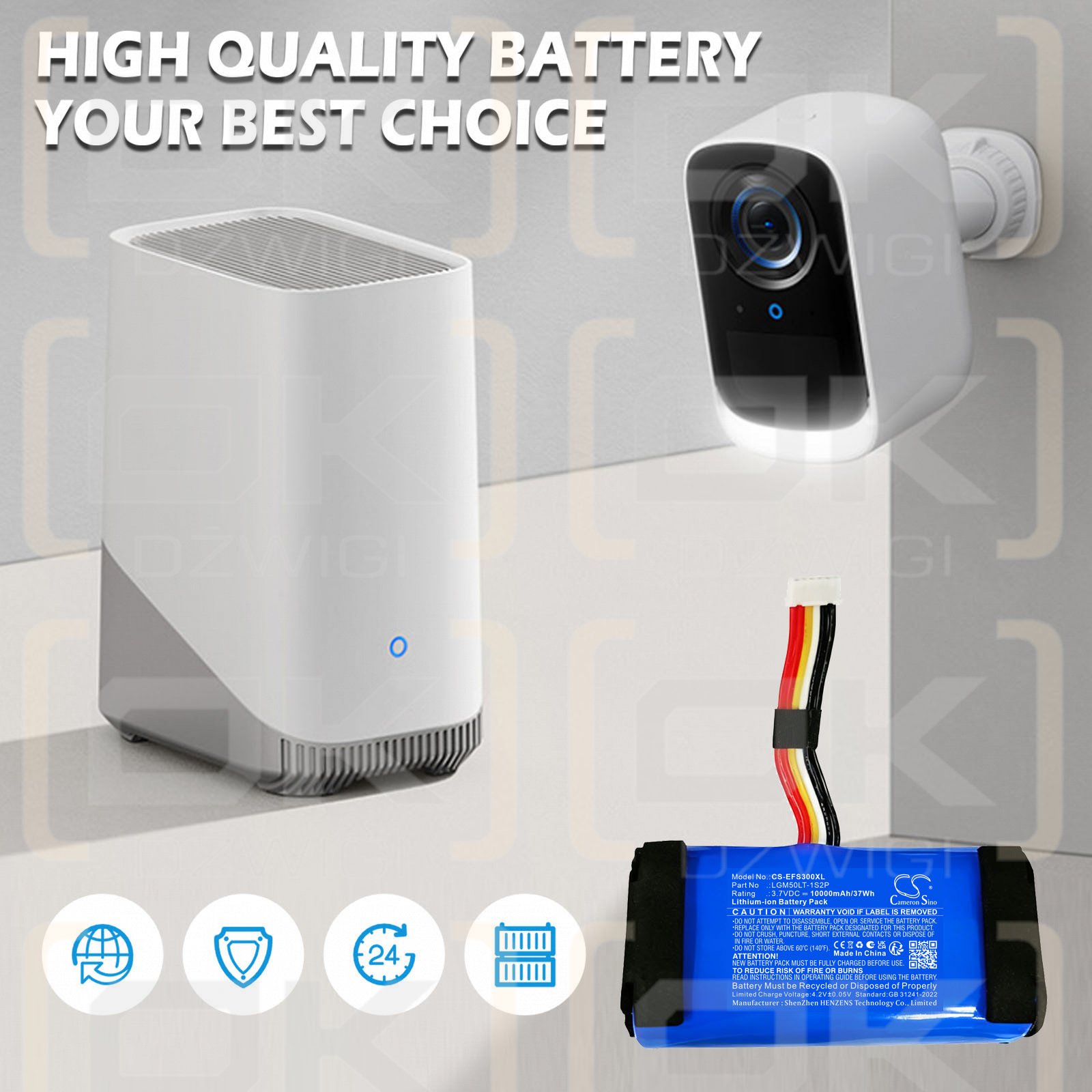 Сменный литий-ионный аккумулятор 9000 мАч для Eufy T8161 / LGM50LT-1S2P 3,7 В (Cameron Sino)
