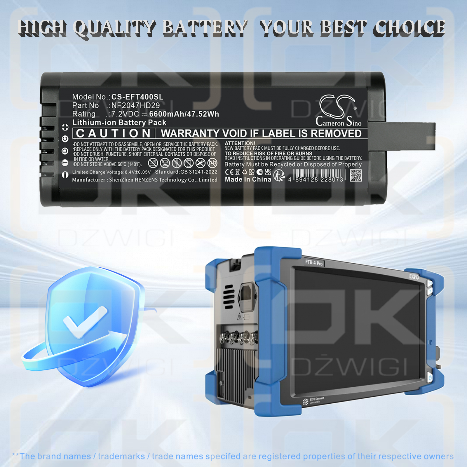 Bateria zamienna do EXFO FTB-4 / NF2047HD 6600 mAh Li-ion 7.2 V (Cameron Sino)