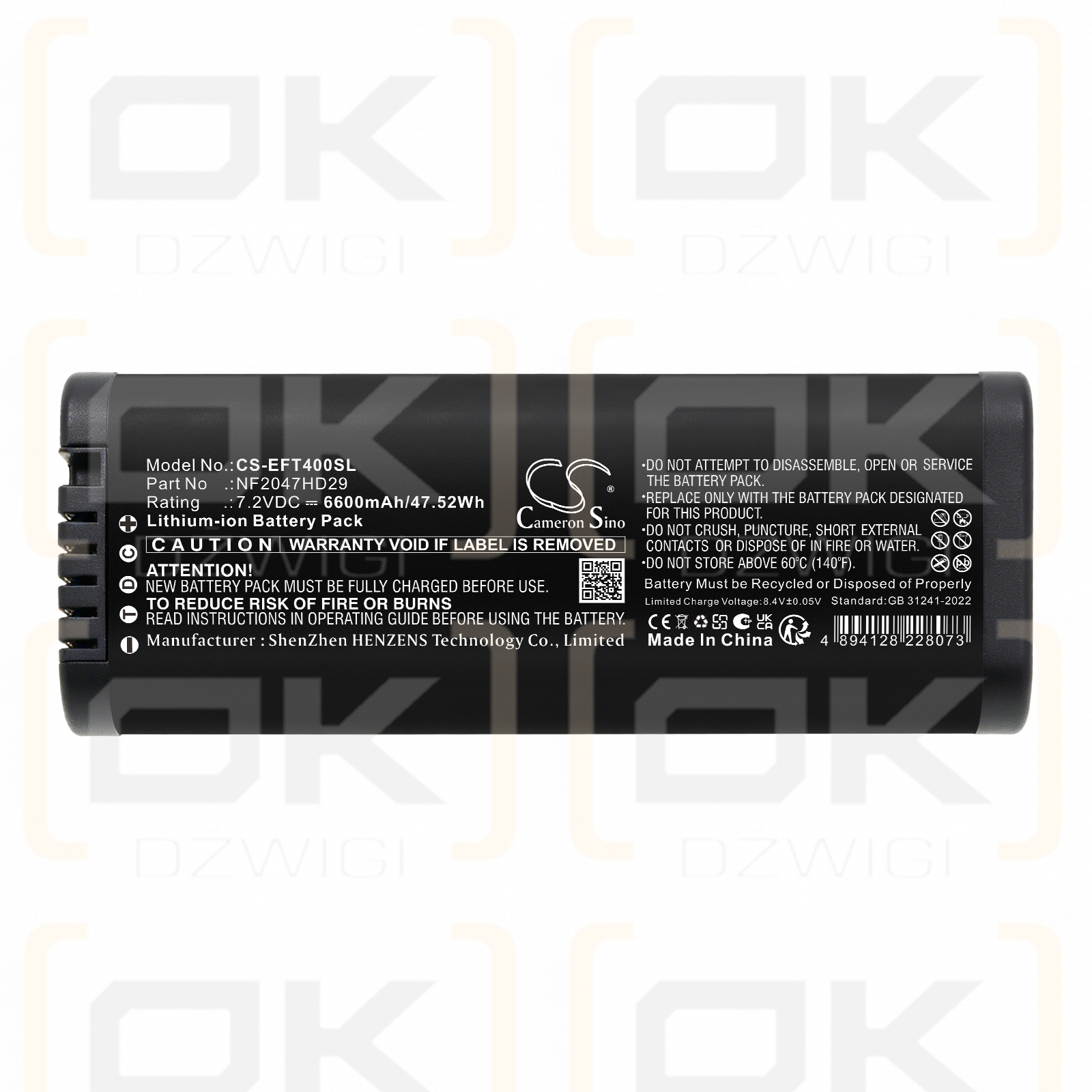 Bateria zamienna do EXFO FTB-4 / NF2047HD 6600 mAh Li-ion 7.2 V (Cameron Sino)