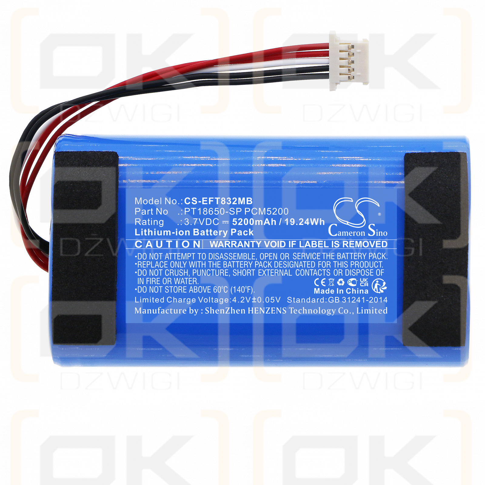 Eufy Spaceview Pro Babykamera / PT18650-SP PCM5200 5200 mAh Li-Ion 3,7 V (Cameron Sino)