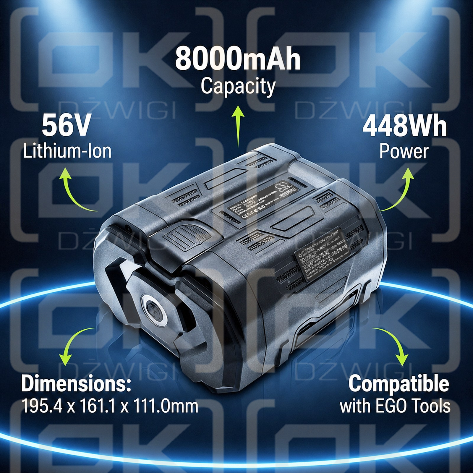 Batería de repuesto para EGO ST1521 / BA1400T 8000mAh Li-ion 56V (Cameron Sino)