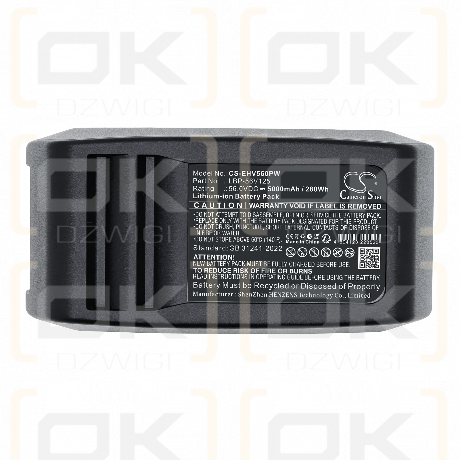 Batería de repuesto para ECHO MTA-DTB / LBP-56V125 5000mAh Li-ion 56V (Cameron Sino)