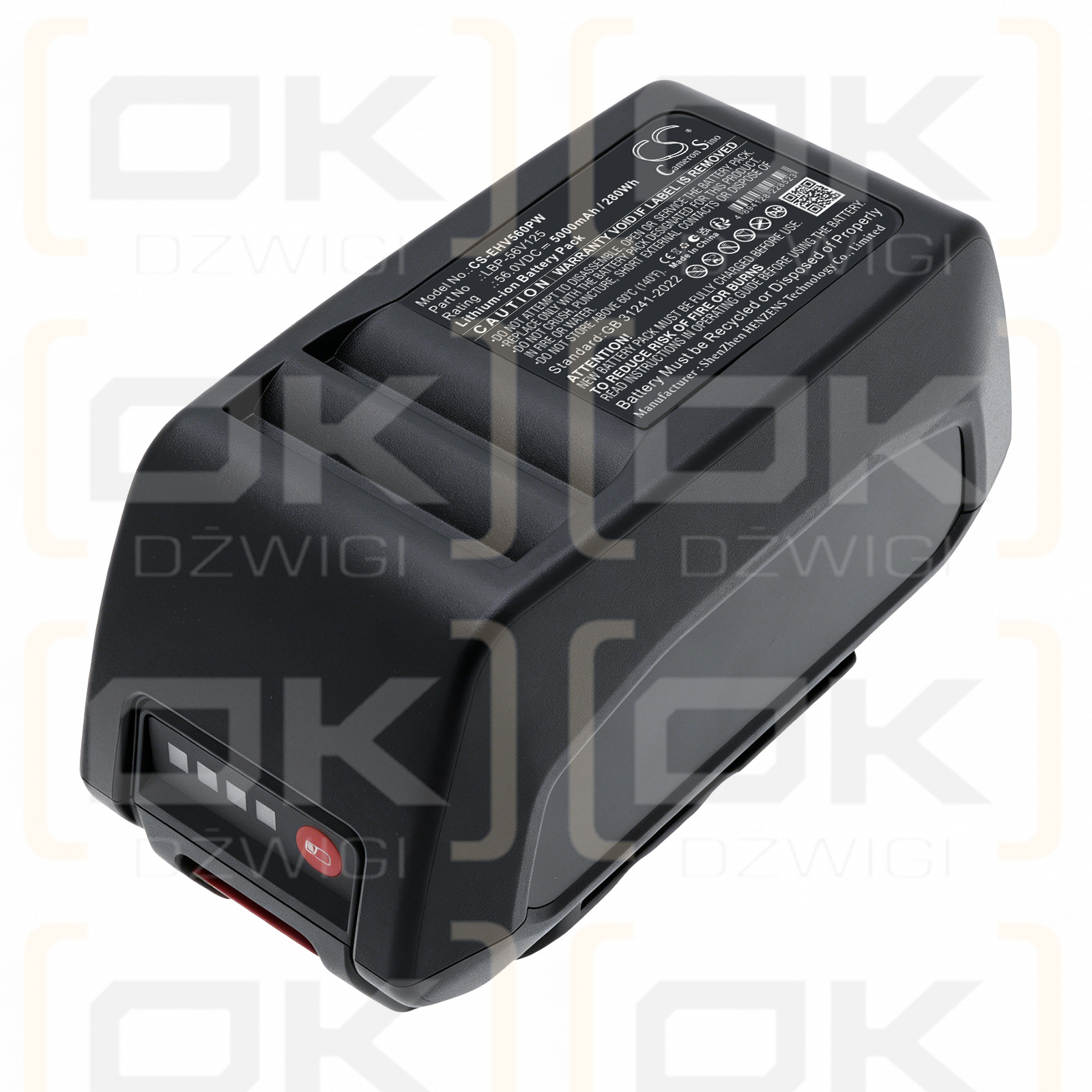 Batería de repuesto para ECHO MTA-DTB / LBP-56V125 5000mAh Li-ion 56V (Cameron Sino)