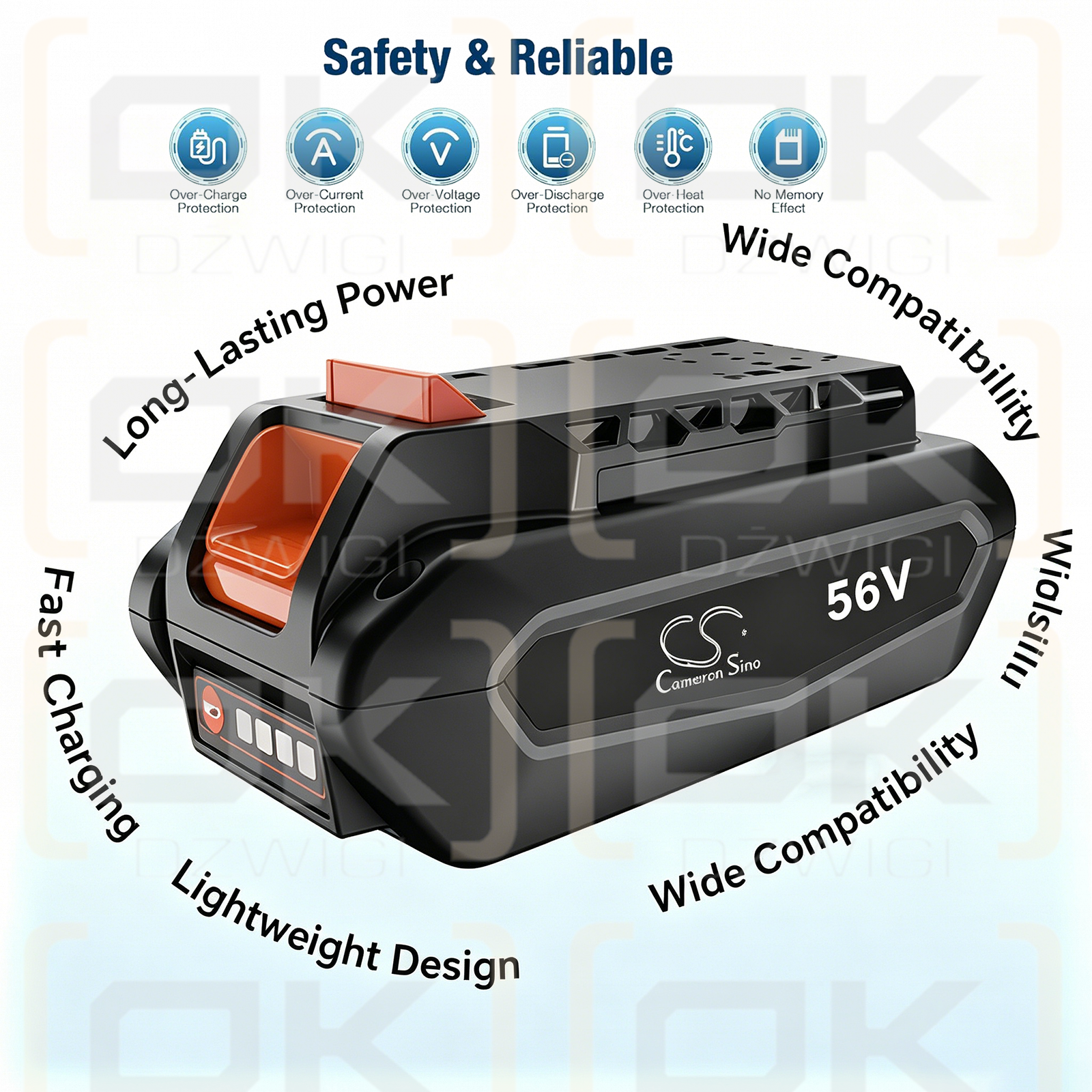Сменный аккумулятор для ECHO MTA-DTB / LBP-56V125 5000 мАч Li-ion 56 В (Cameron Sino)