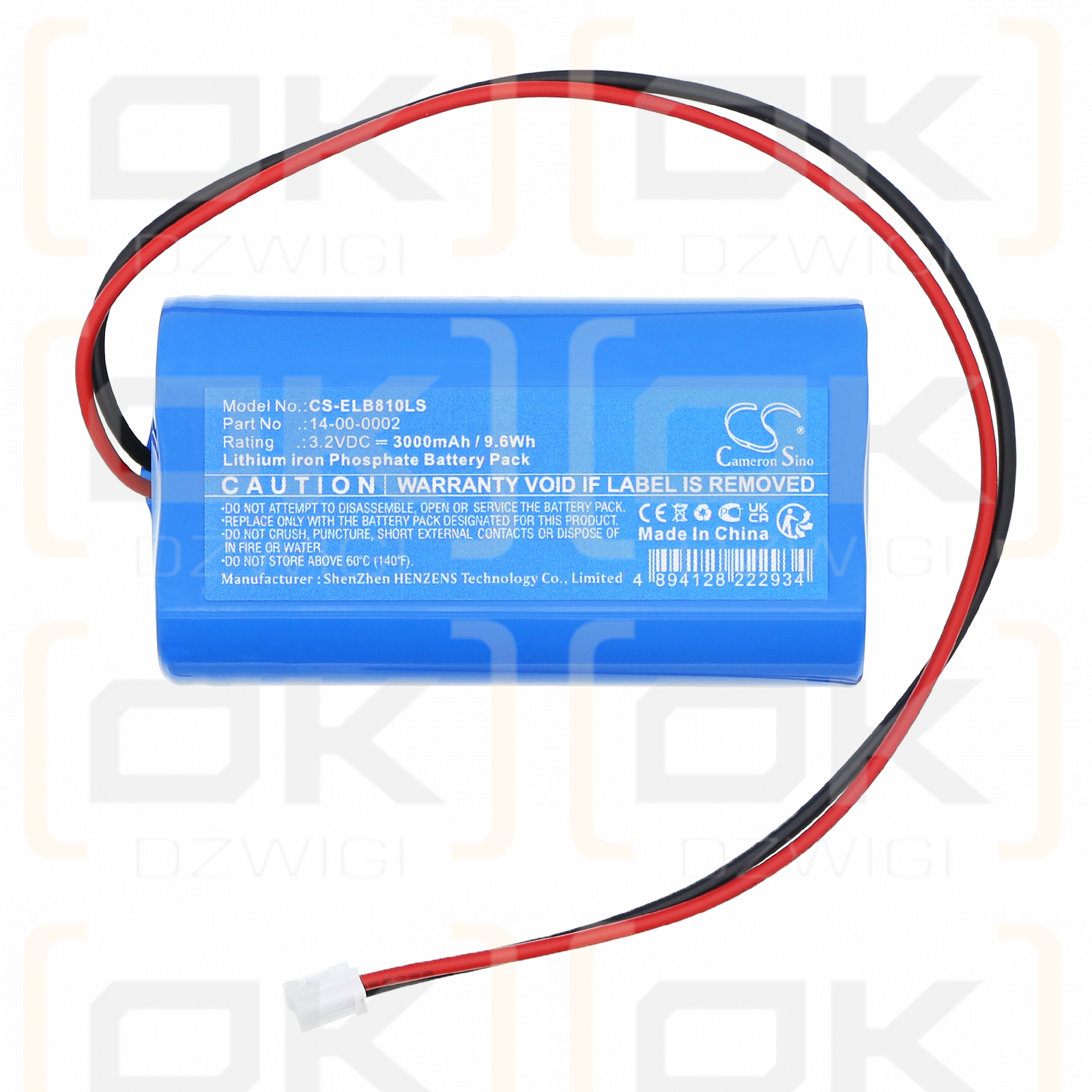 EluBat 275810 / 14-00-0002 3000mAh LiFePO4 3.2V (Cameron Sino)