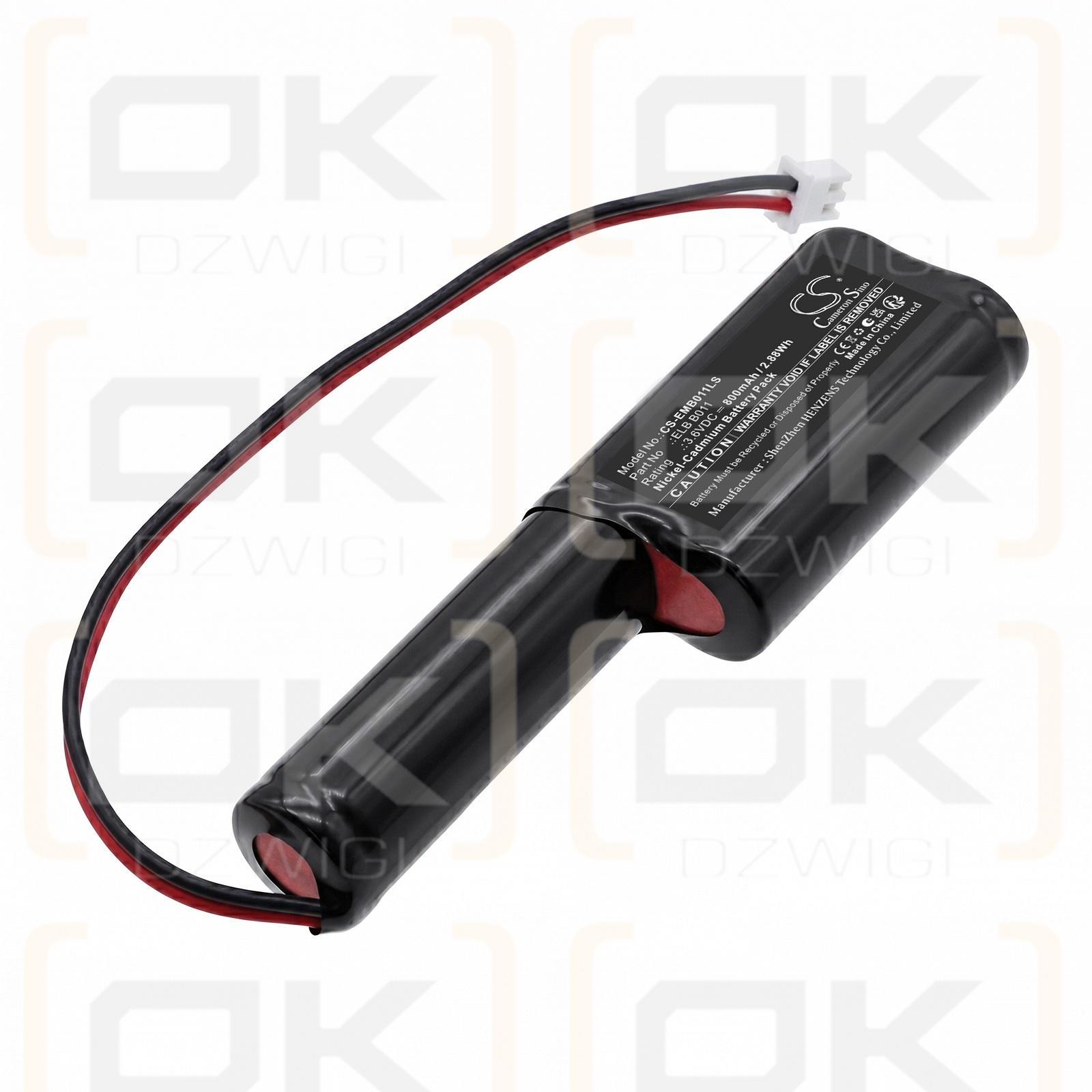 Batería de repuesto para Lithonia ELB B011 800mAh Ni-CD 3.6V (Cameron Sino)