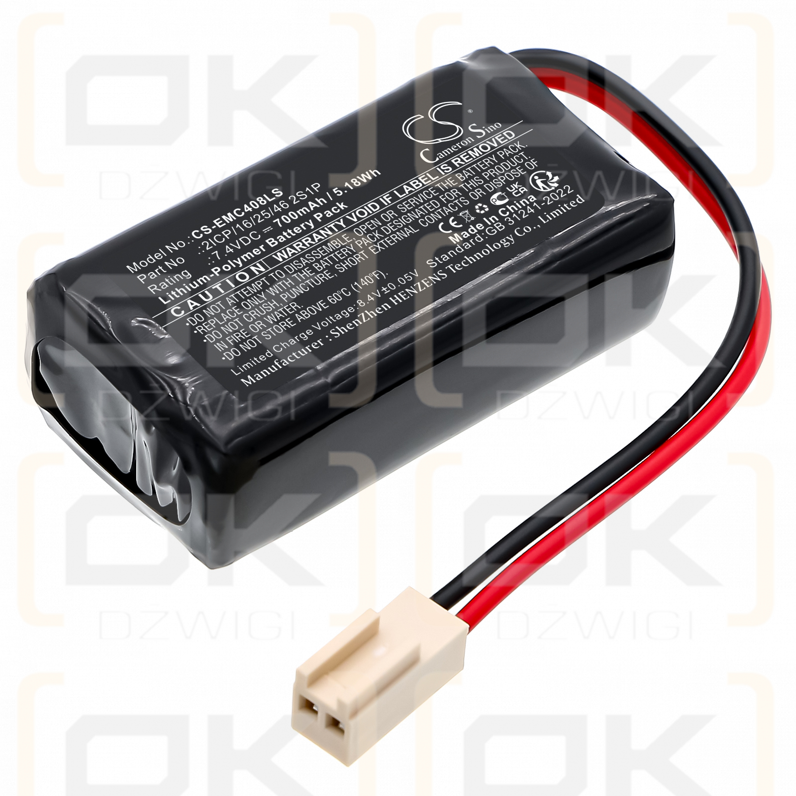 Neptolux EVE B0408 / 2ICP/16/25/46 2S1P 700mAh Li-Polymer 7.4V (Cameron Sino)