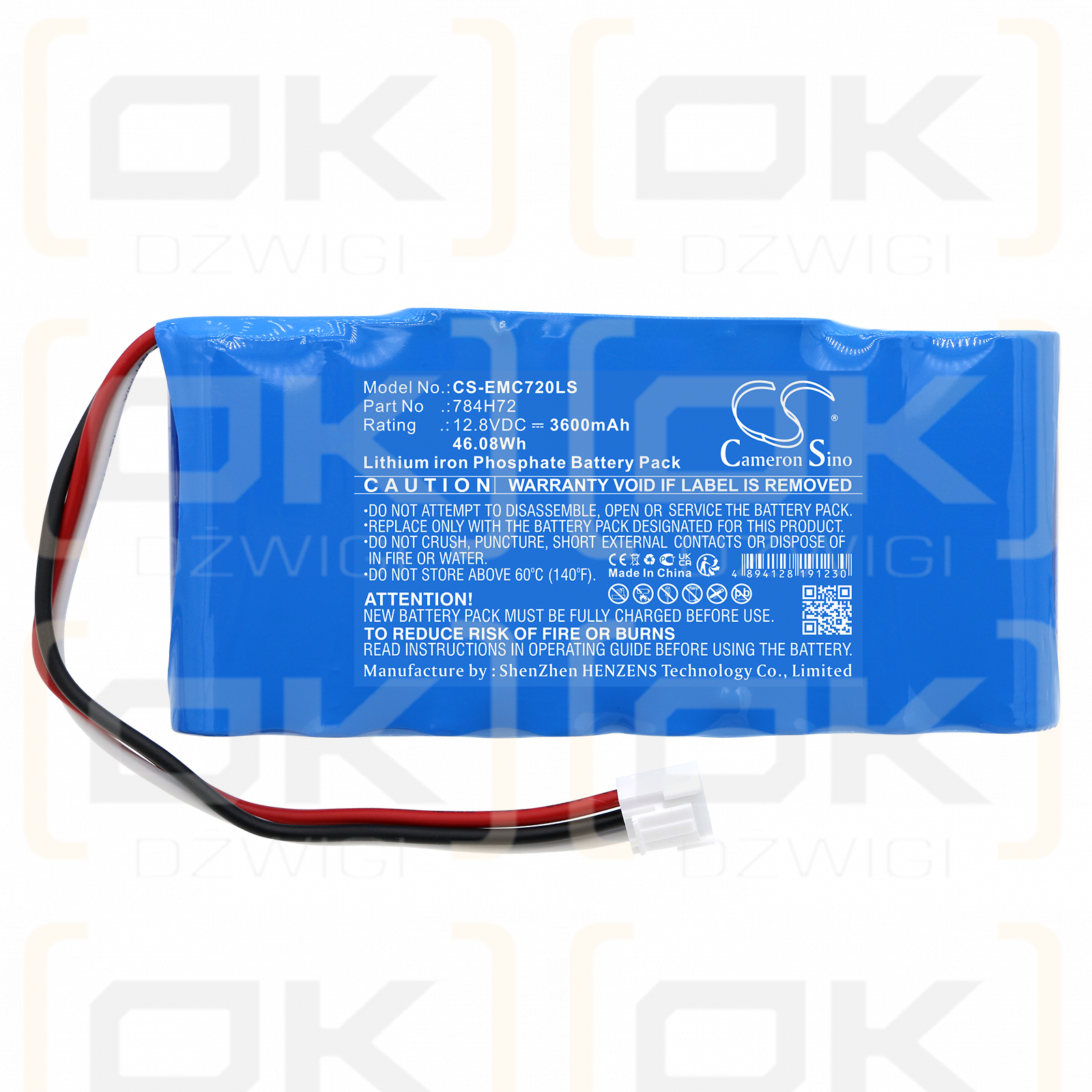 DUAL-LITE DYN12I-06L / 784H72 3600 mAh LiFePO4 12,8 V (Cameron Sino)