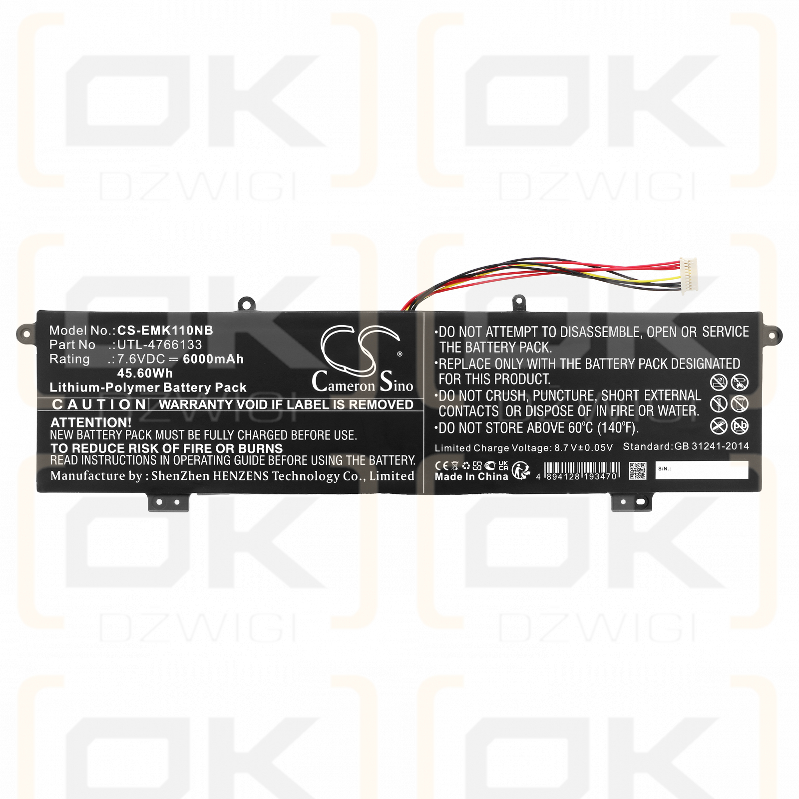 Haier M1 LP14123 / UTL-4766133 6000mAh Li-Polímero 7.6V (Cameron Sino)