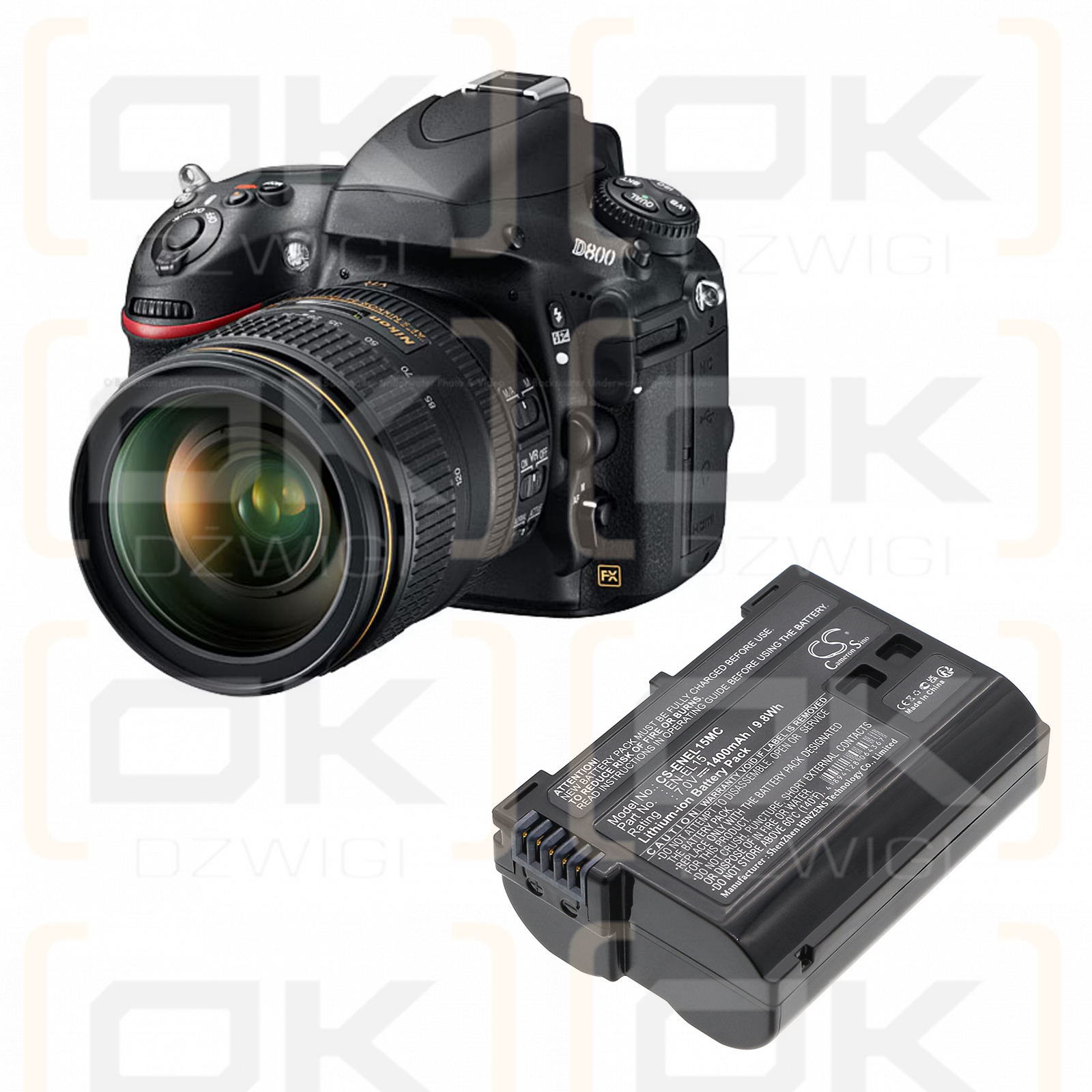 Nikon Coolpix D800 / EN-EL15 1400mAh Li-ion 7.0V (Cameron Sino)