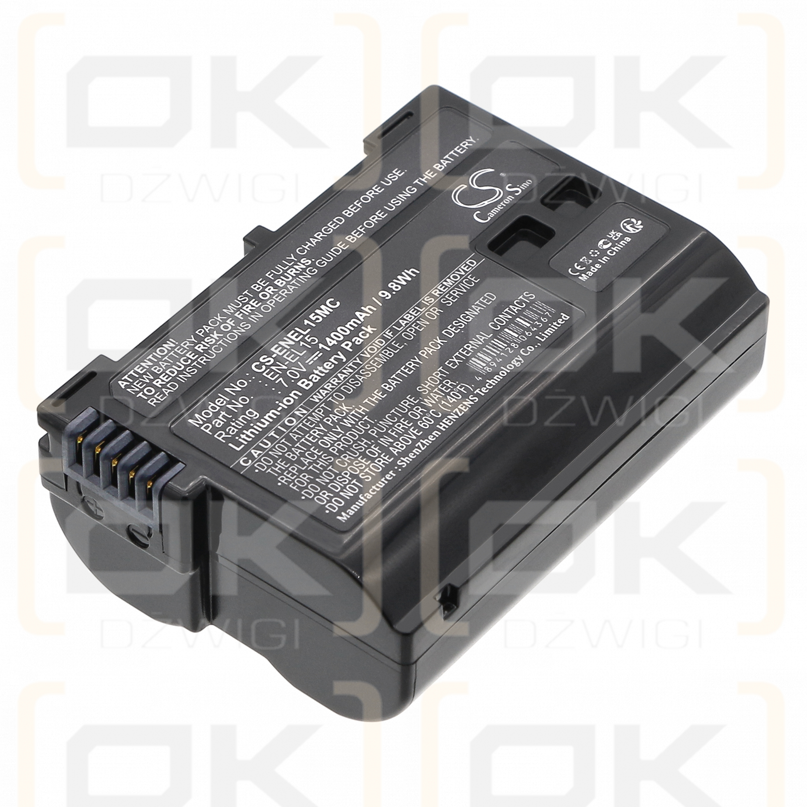 Nikon Coolpix D800 / EN-EL15 1400mAh Li-ion 7.0V (Cameron Sino)