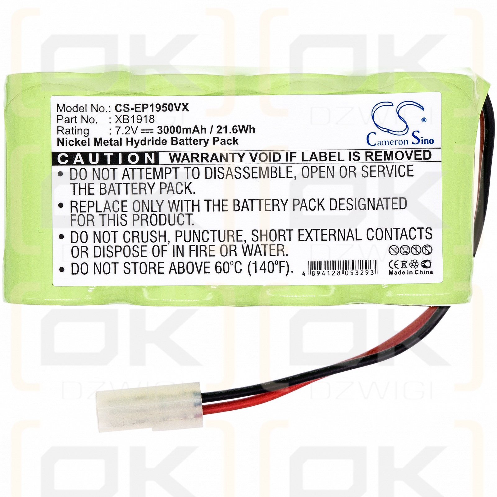 Euro Pro EU-36120 / XB1918 3000 mAh Ni-MH 7,2 V (Cameron Sino)