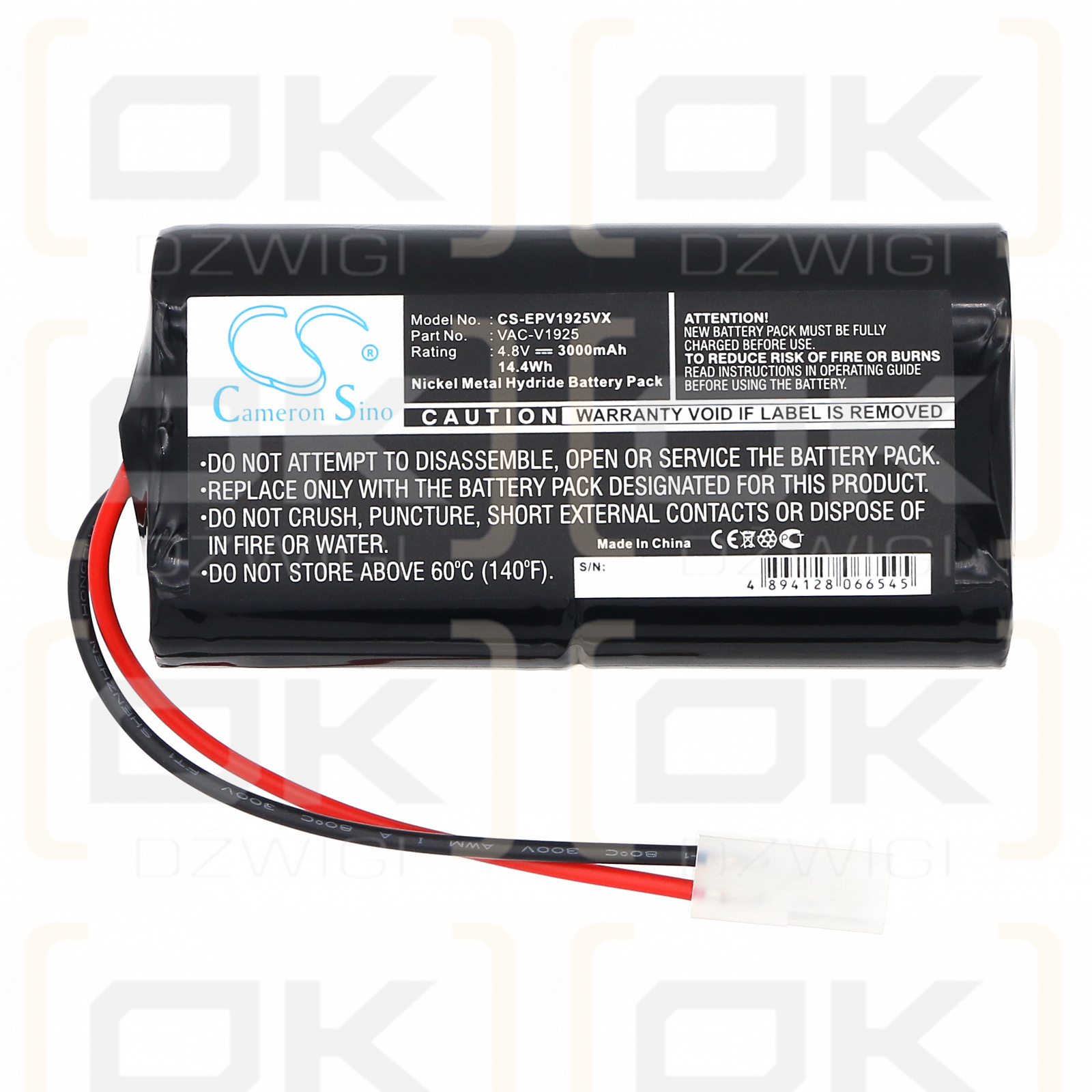 Euro Pro Shark XBV1925 / VAC-V1925 3000 mAh Ni-MH 4.8 V (Cameron Sino)