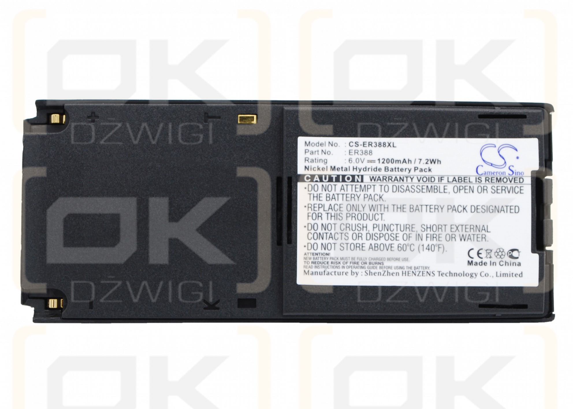 Batería de repuesto para General Electric CT800 1200mAh Ni-MH 6V (Cameron Sino)