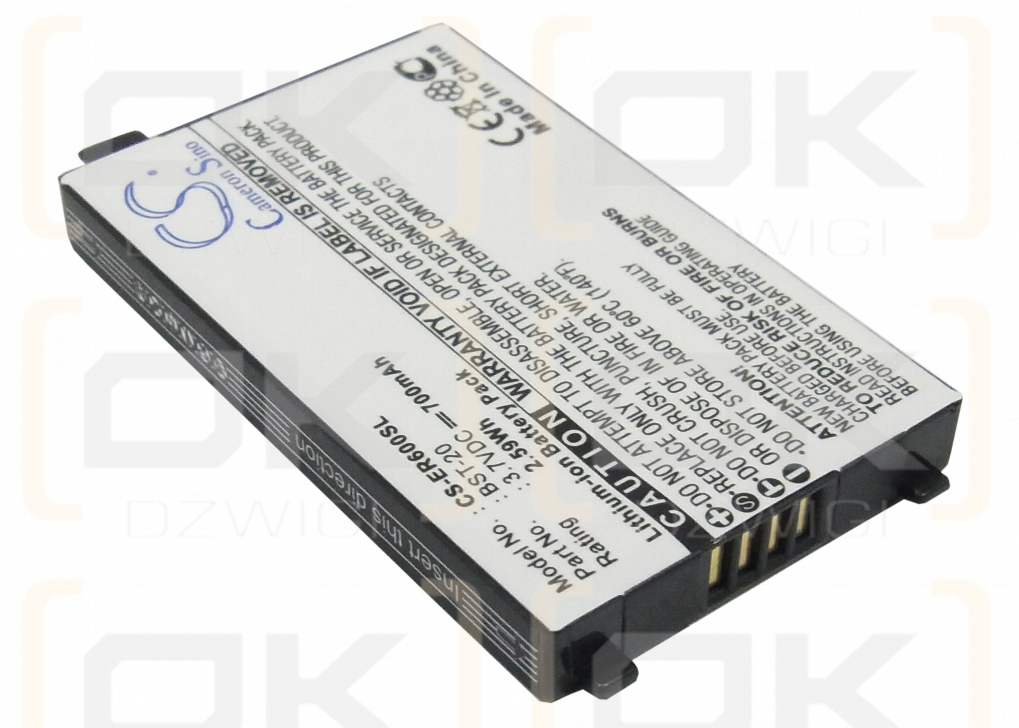 Batería de repuesto para Sony Ericsson R600 / BST-20, 700 mAh, iones de litio, 3,7 V (Cameron Sino)
