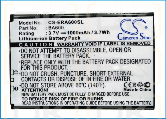 Sony Ericsson Kumquat / BA600 1000mAh Li-ion 3.7V (Cameron Sino)