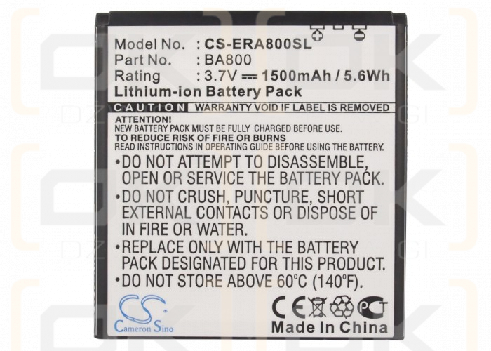 Sony Ericsson SOL21 / BA800 1500mAh Li-ion 3.7V (Cameron Sino)