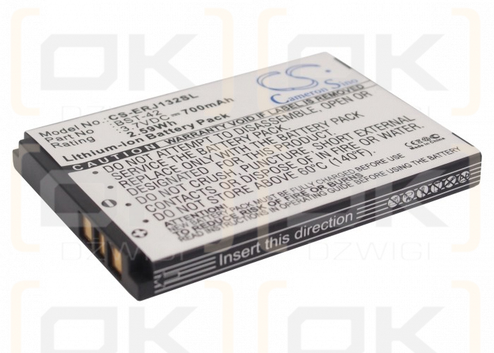 Batería de repuesto para Sony Ericsson J132i / BST-42, 700 mAh, iones de litio, 3,7 V (Cameron Sino)