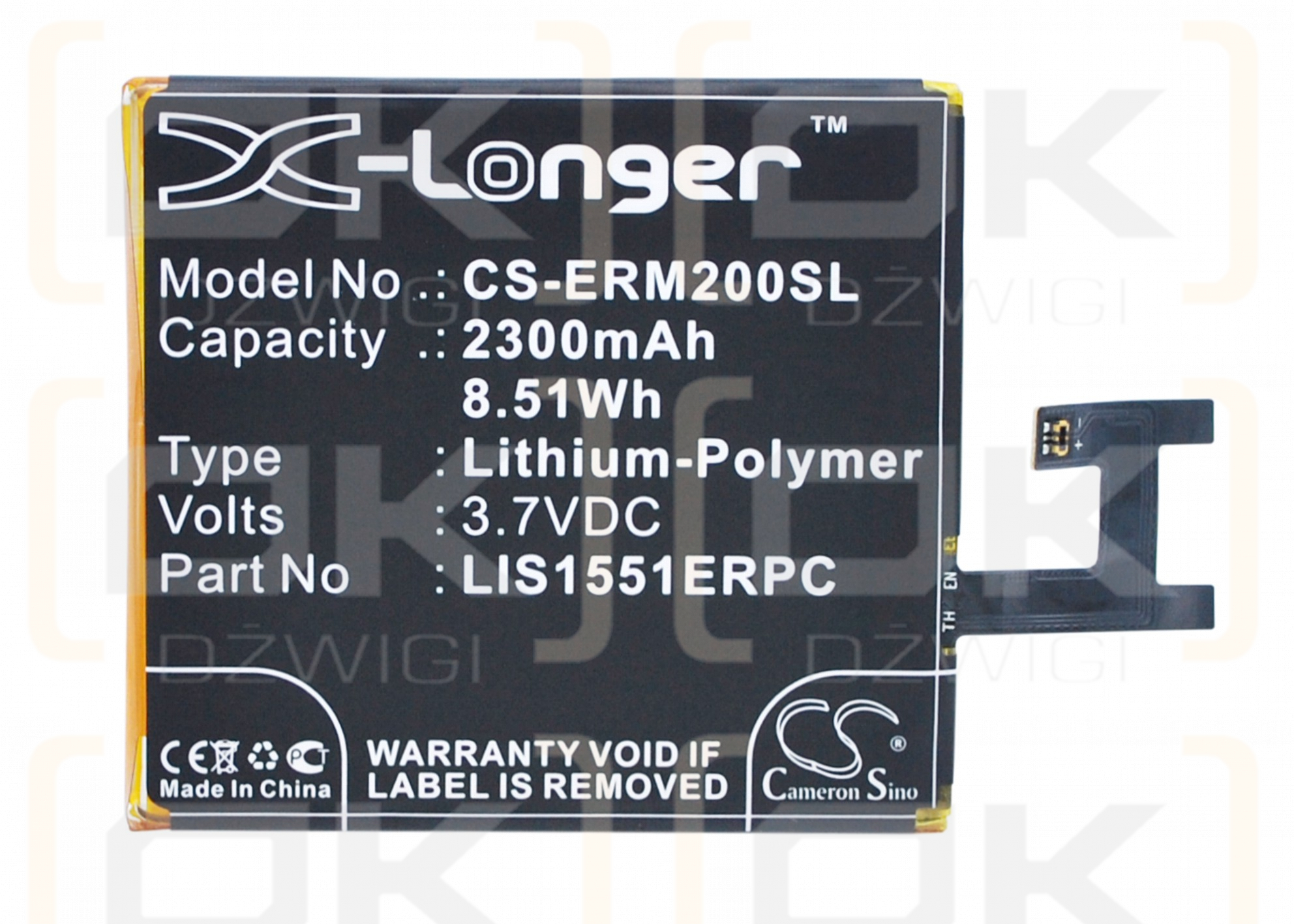 Sony Ericsson D2243 / LIS1551ERPC 2300mAh Li-Polymer 3.7V (Cameron Sino)