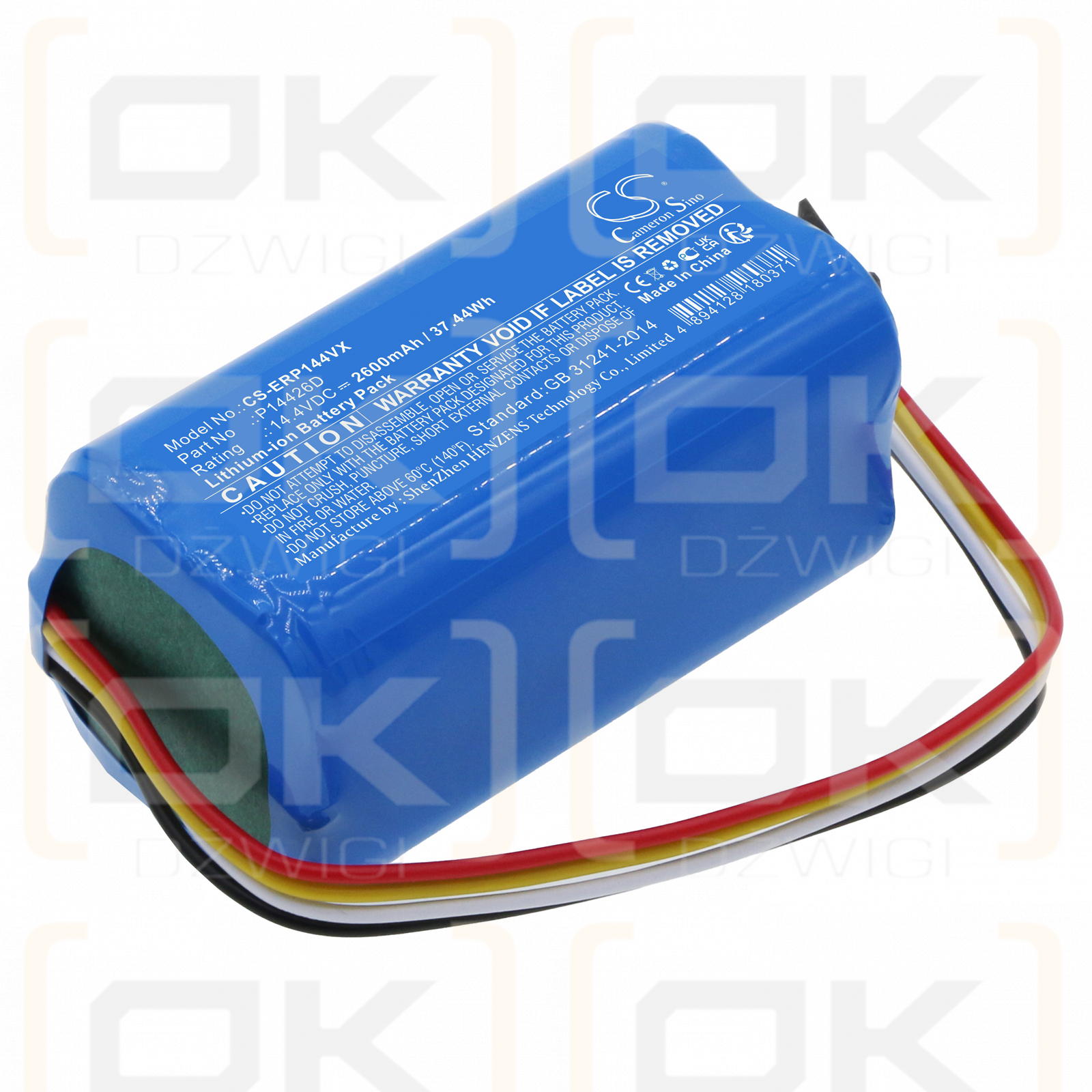 Eureka Groove Saugroboter / P14426D 2600 mAh Li-Ion 14,4 V (Cameron Sino)