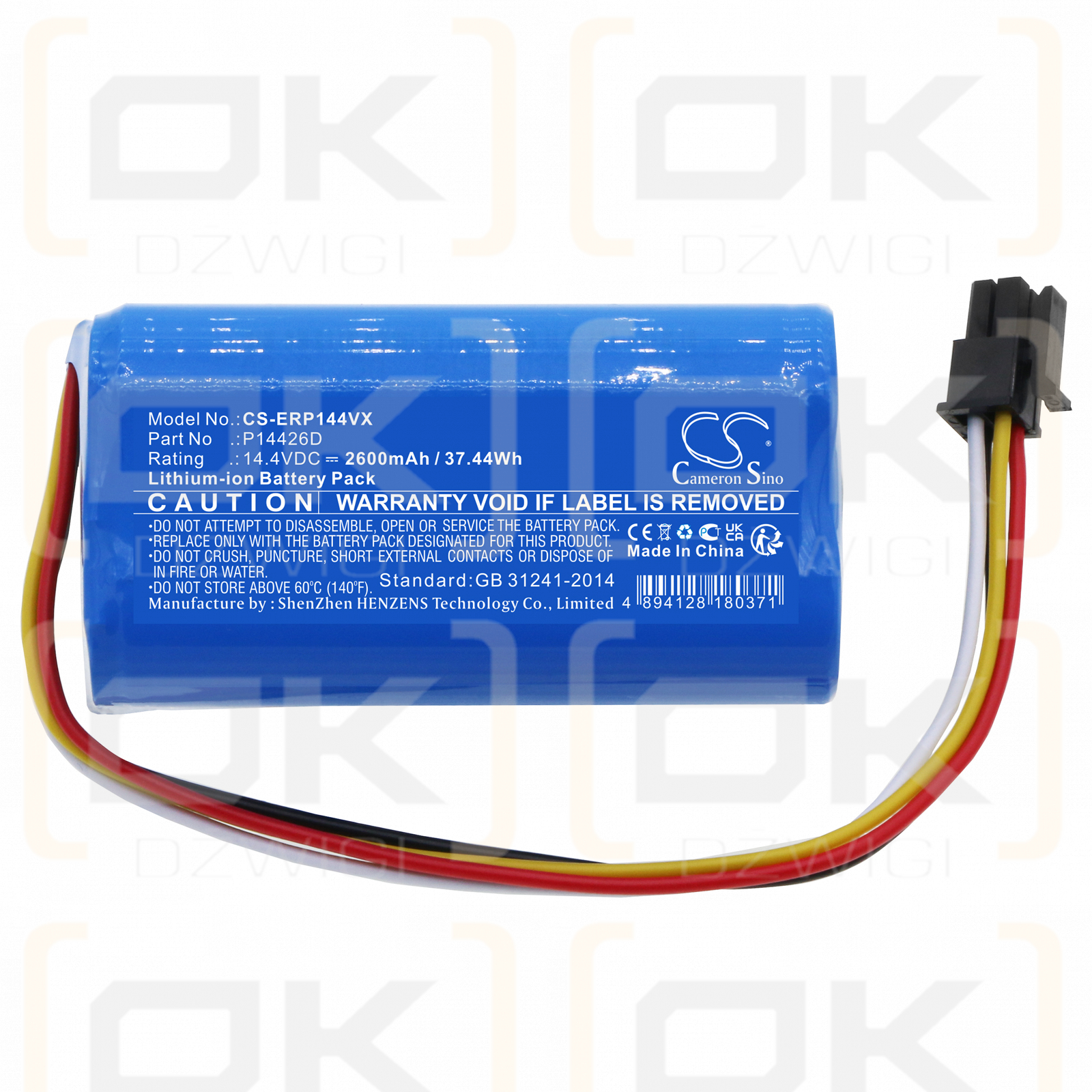 Eureka Groove Saugroboter / P14426D 2600 mAh Li-Ion 14,4 V (Cameron Sino)