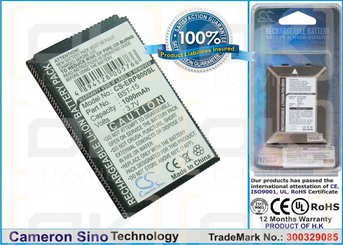 Batería de repuesto para Sony Ericsson Z1010 / BST-15, 1000 mAh, iones de litio, 3,7 V (Cameron Sino)