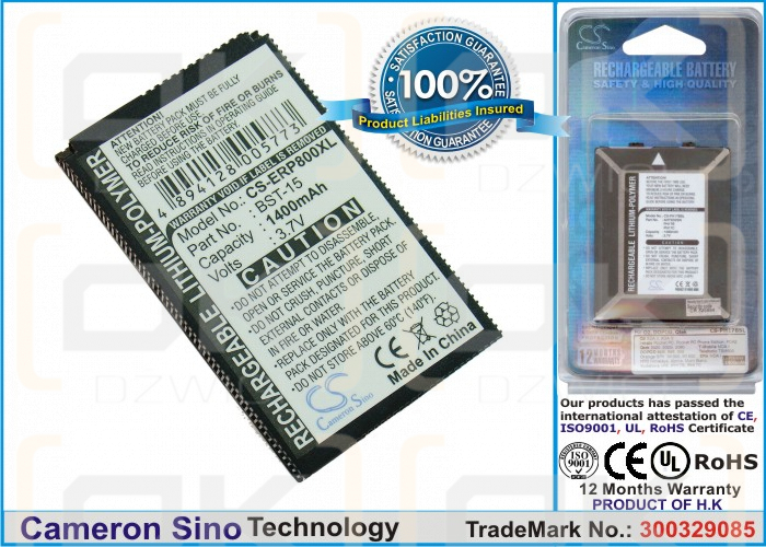 Batería de repuesto para Sony Ericsson Z1010 / BST-15, 1400 mAh, polímero de litio, 3,7 V (Cameron Sino)