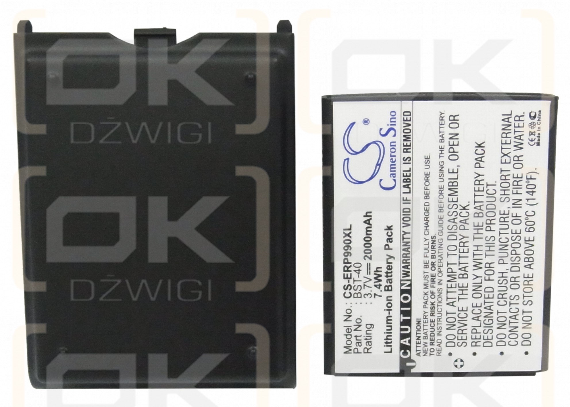 Batería de repuesto para Sony Ericsson P1i / BST-40, 2200 mAh, iones de litio, 3,7 V (Cameron Sino)