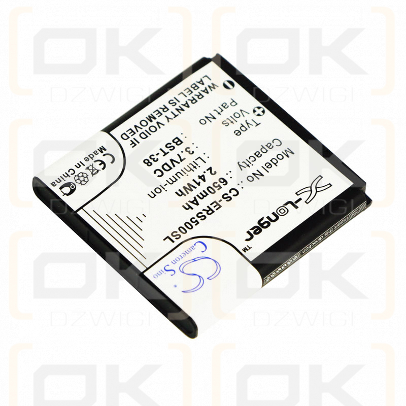 Batería de repuesto para Sony Ericsson Mango / BST-38 650 mAh Li-ion 3.7 V (Cameron Sino)