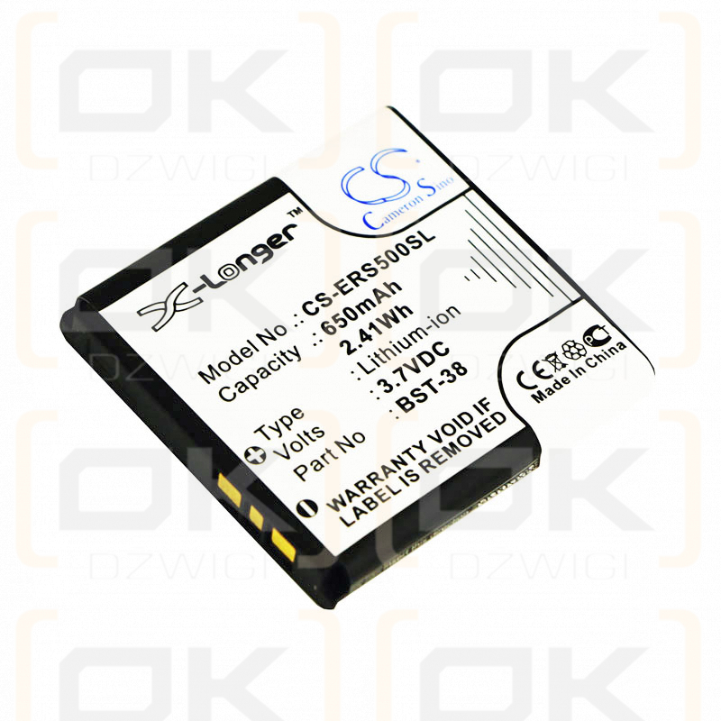 Batería de repuesto para Sony Ericsson Mango / BST-38 650 mAh Li-ion 3.7 V (Cameron Sino)