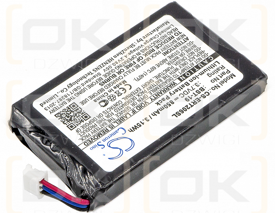 Batería de repuesto para Sony Ericsson T206 / BST-19, 850 mAh, iones de litio, 3,7 V (Cameron Sino)