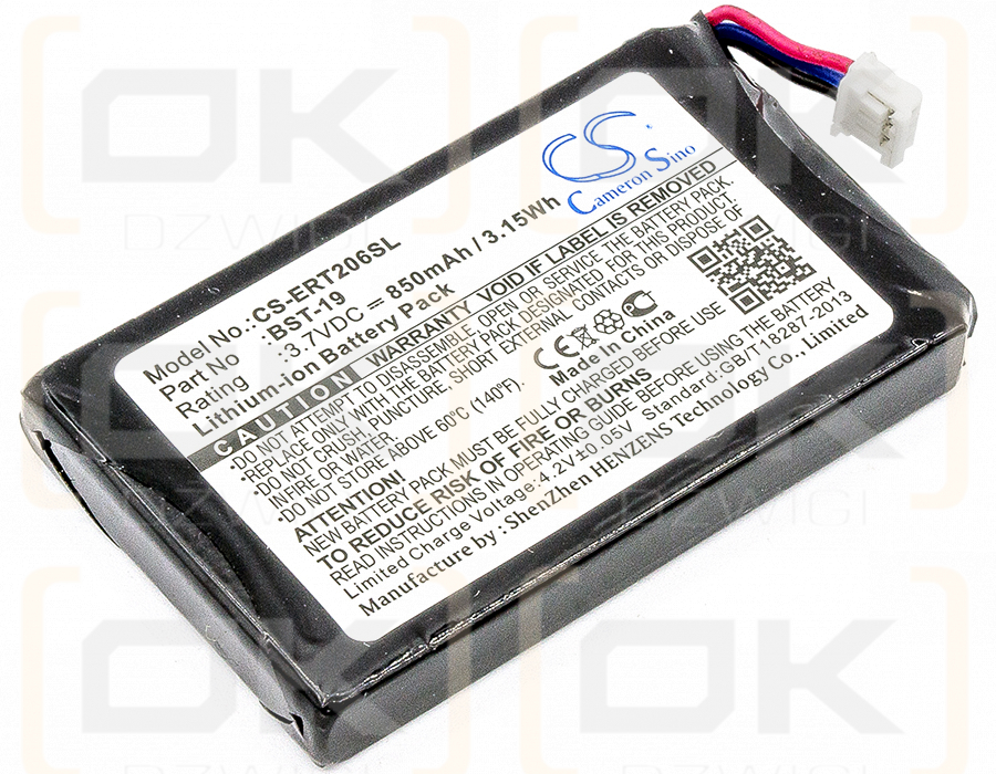 Batería de repuesto para Sony Ericsson T206 / BST-19, 850 mAh, iones de litio, 3,7 V (Cameron Sino)