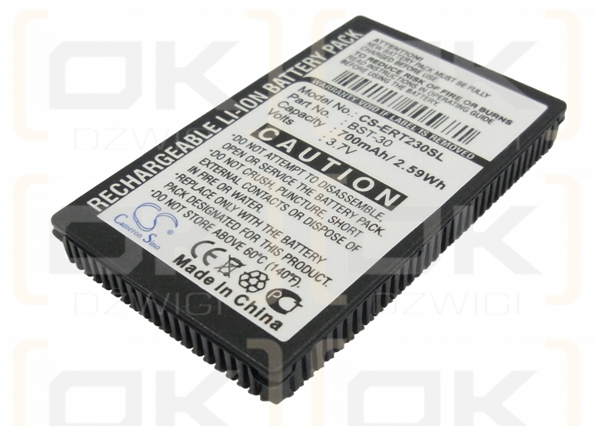 Batería de repuesto para Sony Ericsson T237 / BST-30, 800 mAh, iones de litio, 3,7 V (Cameron Sino)