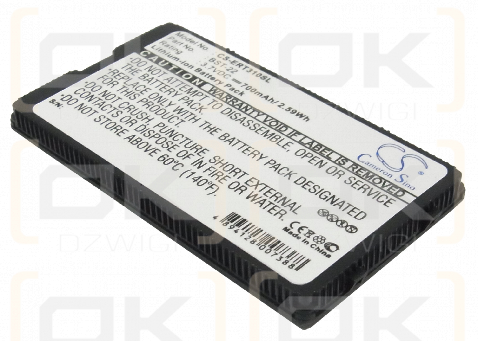 Batería de repuesto para Sony Ericsson T310 / BST-22, 700 mAh, iones de litio, 3,7 V (Cameron Sino)