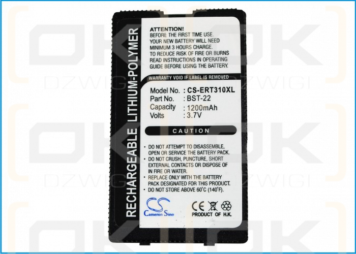 Batería de repuesto para Sony Ericsson T310 / BST-22, 1200 mAh, iones de litio, 3,7 V (Cameron Sino)