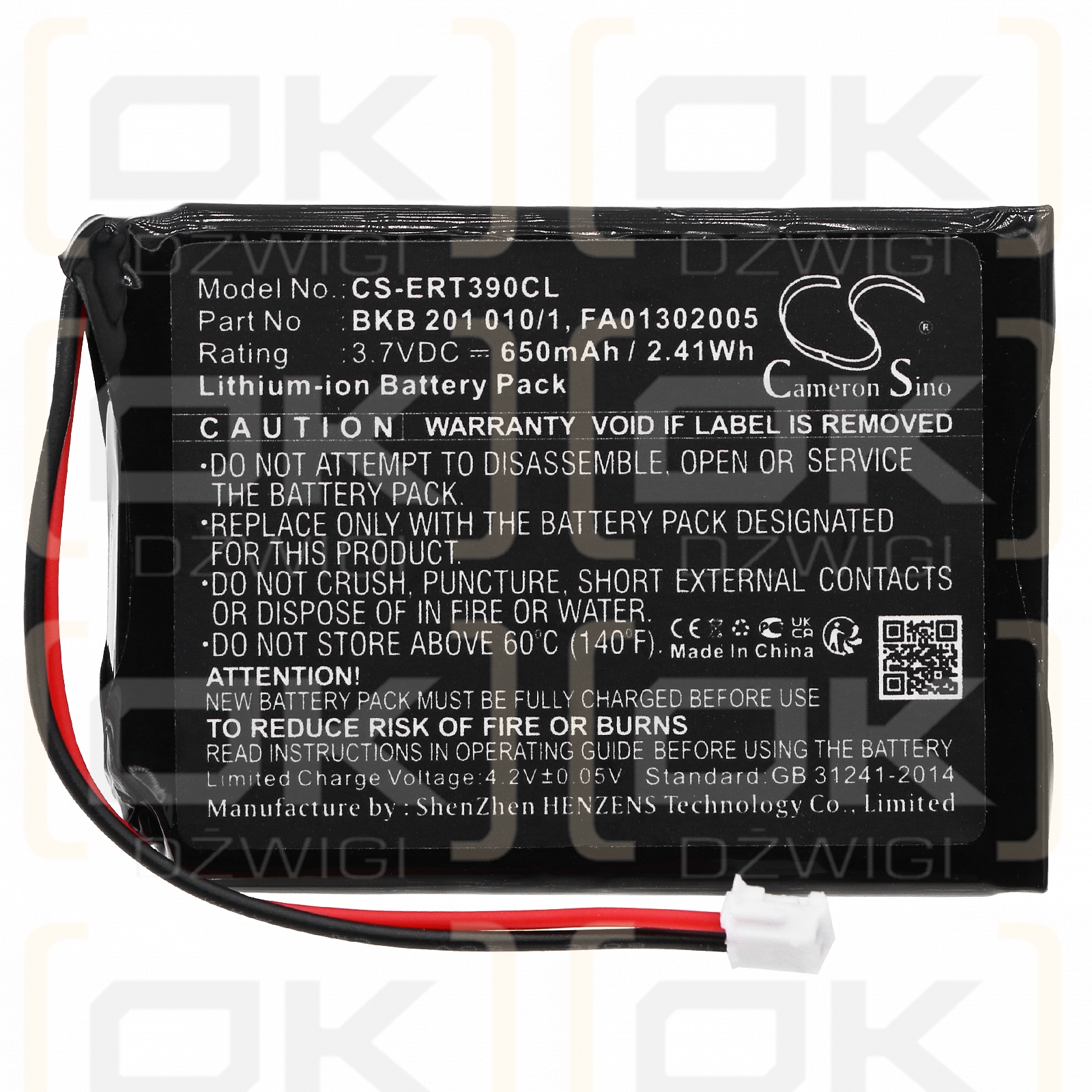 Ericsson DT390 / BKB201010/1 650mAh Li-ion 3.7V (Cameron Sino)