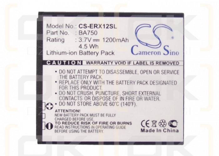 Sony Ericsson Xperia Sola / BA750 1200 mAh Li-Ion 3,7 V (Cameron Sino)